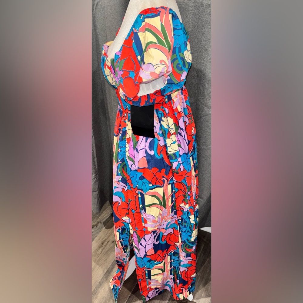 NWOT Tuckernuck Climbing Cosmos Valerie Midi Dress Size 6 Cotton Floral Tropical - Picture 8 of 16